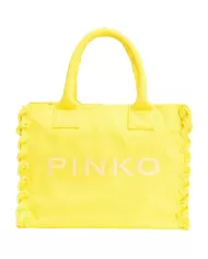 Borsa donna rosa in cavans di cotone riciclato con ricamo logo | PINKO Borsa donna rosa in cavans di cotone riciclato con ricamo logo | PINKO