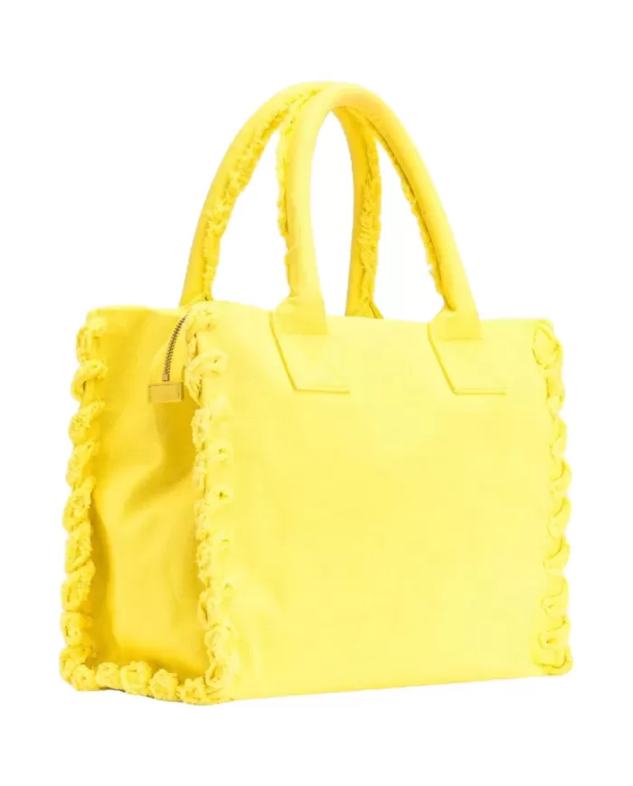 Borsa donna rosa in cavans di cotone riciclato con ricamo logo | PINKO Borsa donna rosa in cavans di cotone riciclato con ricamo logo | PINKO