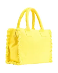 Borsa donna rosa in cavans di cotone riciclato con ricamo logo | PINKO Borsa donna rosa in cavans di cotone riciclato con ricamo logo | PINKO