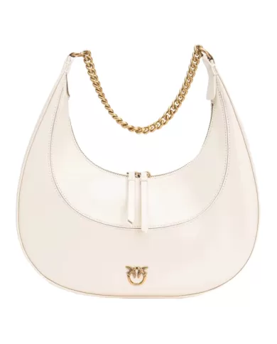 Borsa donna bianca a mezzaluna con logo Lovebirds | PINKO Borsa donna bianca a mezzaluna con logo Lovebirds | PINKO