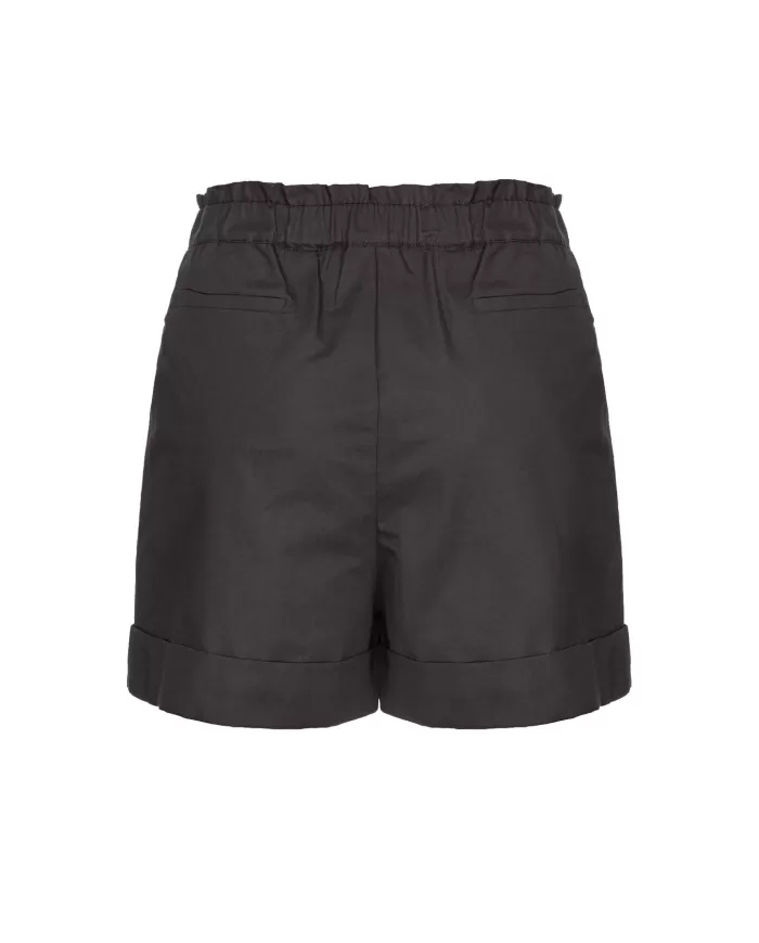Short donna nero limousine con dettagli a piega e risvolto | PINKO Short donna nero limousine con dettagli a piega e risvolto | PINKO