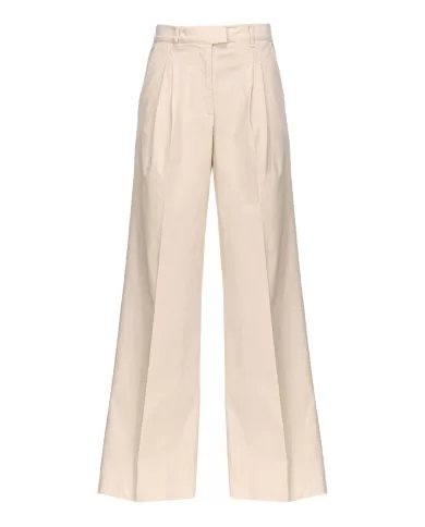 Pantaloni a gamba larga donna beige con pences | PINKO Pantaloni a gamba larga donna beige con pences | PINKO