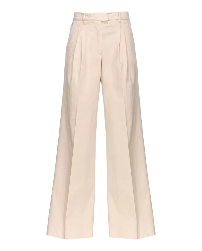 Pantaloni a gamba larga donna beige con pences | PINKO Pantaloni a gamba larga donna beige con pences | PINKO