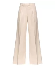 Pantaloni a gamba larga donna beige con pences | PINKO