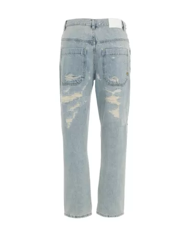 Jeans donna in denim lavaggio chiaro con ricamo Lovebirds | PINKO Jeans donna in denim lavaggio chiaro con ricamo Lovebirds | PINKO