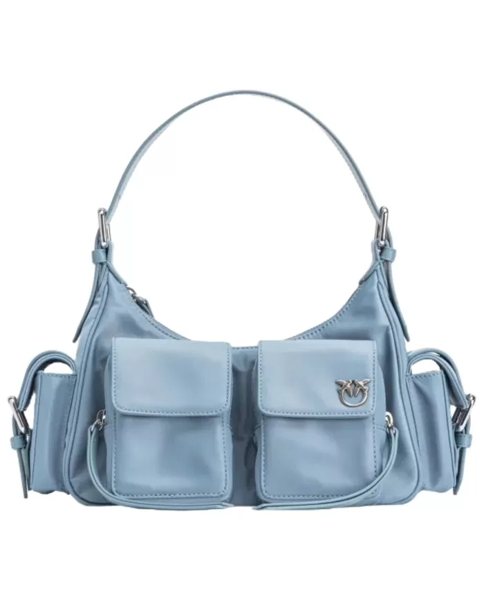 Borsa cargo donna blu eco-friendly con placchetta logata | PINKO Borsa cargo donna blu eco-friendly con placchetta logata | PINKO