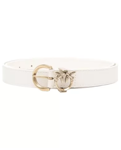 Cintura donna bianca con fibbia dorata Lovebirds Diamond Cut | PINKO Cintura donna bianca con fibbia dorata Lovebirds Diamond Cut | PINKO