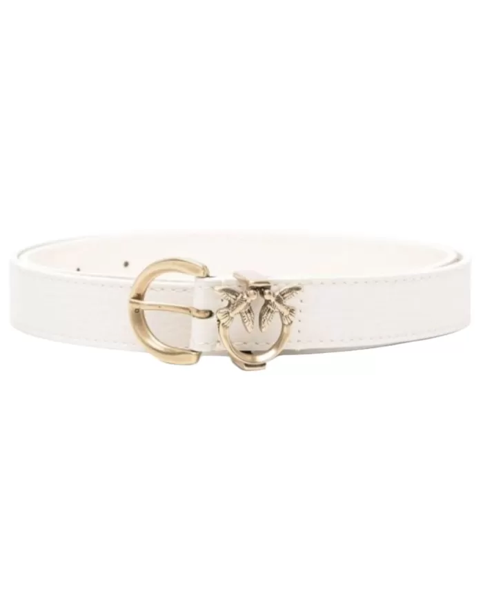 Cintura donna bianca con fibbia dorata Lovebirds Diamond Cut | PINKO Cintura donna bianca con fibbia dorata Lovebirds Diamond Cut | PINKO