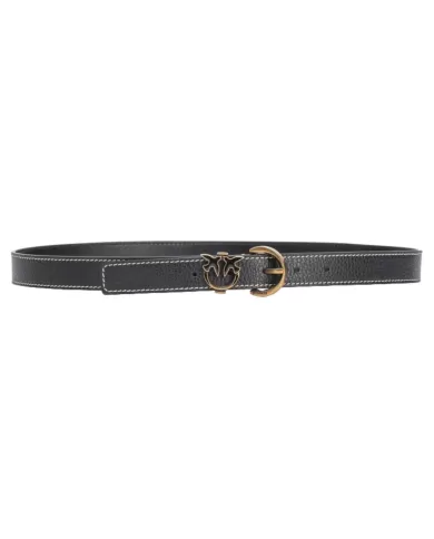 Cintura donna nera con fibbia dorata Lovebirds Diamond Cut | PINKO Cintura donna nera con fibbia dorata Lovebirds Diamond Cut | PINKO