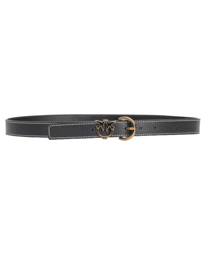Cintura donna nera con fibbia dorata Lovebirds Diamond Cut | PINKO Cintura donna nera con fibbia dorata Lovebirds Diamond Cut | PINKO