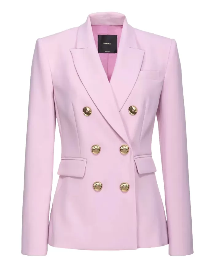 Giacca donna fumo orchidea in crêpe stretch con scollo rever | PINKO Giacca donna fumo orchidea in crêpe stretch con scollo rever | PINKO