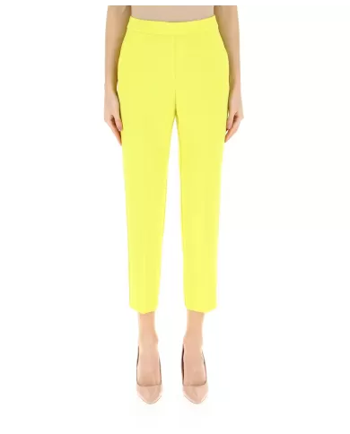 Pantaloni donna giallo in crêpe stretch e tasche alla francese | PINKO Pantaloni donna giallo in crêpe stretch e tasche alla francese | PINKO