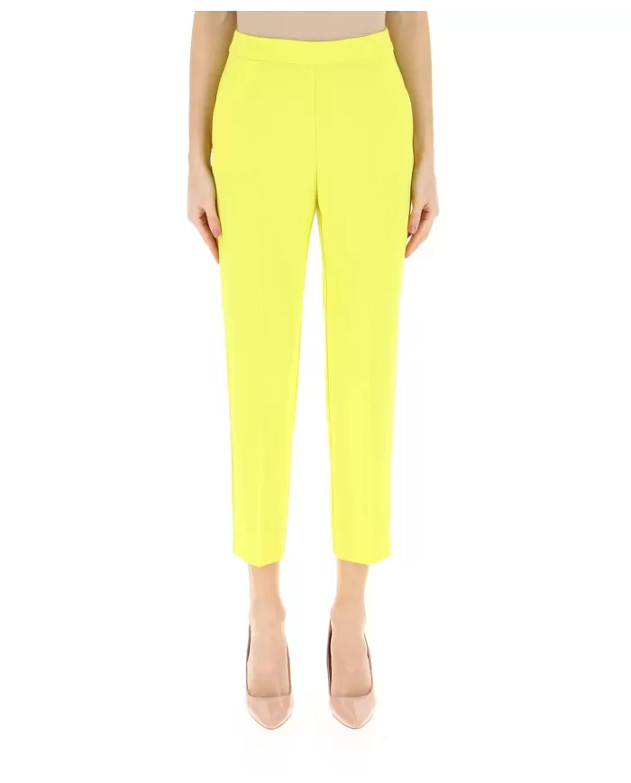 Pantaloni donna giallo in crêpe stretch e tasche alla francese | PINKO Pantaloni donna giallo in crêpe stretch e tasche alla francese | PINKO