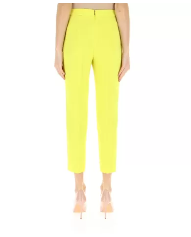 Pantaloni donna giallo in crêpe stretch e tasche alla francese | PINKO Pantaloni donna giallo in crêpe stretch e tasche alla francese | PINKO