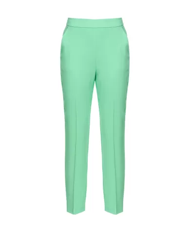 Pantaloni donna verde in crêpe stretch e tasche alla francese | PINKO Pantaloni donna verde in crêpe stretch e tasche alla francese | PINKO