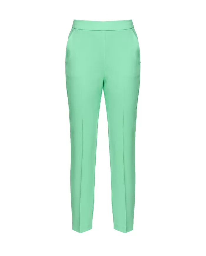 Pantaloni donna verde in crêpe stretch e tasche alla francese | PINKO Pantaloni donna verde in crêpe stretch e tasche alla francese | PINKO