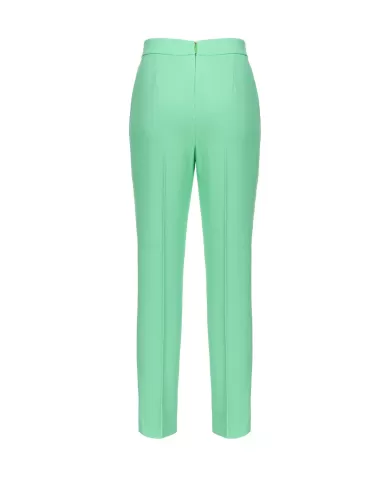 Pantaloni donna verde in crêpe stretch e tasche alla francese | PINKO Pantaloni donna verde in crêpe stretch e tasche alla francese | PINKO