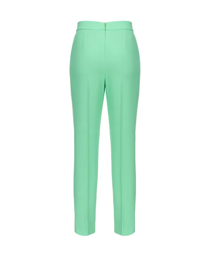 Pantaloni donna verde in crêpe stretch e tasche alla francese | PINKO Pantaloni donna verde in crêpe stretch e tasche alla francese | PINKO