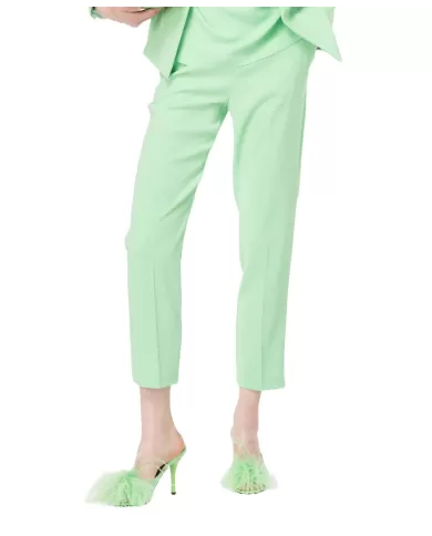 Pantaloni donna verde in crêpe stretch e tasche alla francese | PINKO Pantaloni donna verde in crêpe stretch e tasche alla francese | PINKO