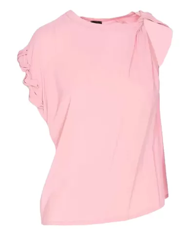 Blusa donna fumo orchidea con scollo asimmetrico | PINKO Blusa donna fumo orchidea con scollo asimmetrico | PINKO