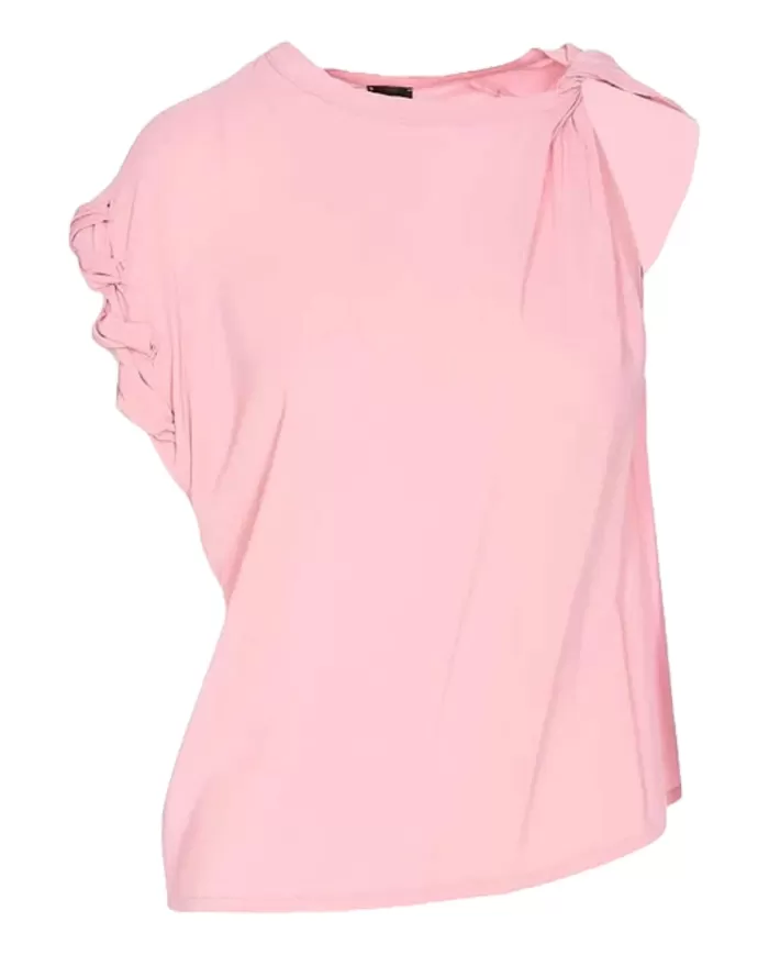 Blusa donna fumo orchidea con scollo asimmetrico | PINKO Blusa donna fumo orchidea con scollo asimmetrico | PINKO