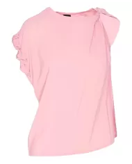 Blusa donna fumo orchidea con scollo asimmetrico | PINKO