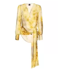 Blusa donna multi giallo e verde in raso con stampa a fiore | PINKO Blusa donna multi giallo e verde in raso con stampa a fiore | PINKO