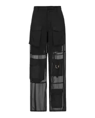 Pantaloni donna nero limousine con georgette semitrasparente | PINKO Pantaloni donna nero limousine con georgette semitrasparente | PINKO