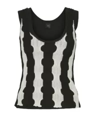 Canotta donna bianco e nero con effetto traforato In vita | PINKO Canotta donna bianco e nero con effetto traforato In vita | PINKO