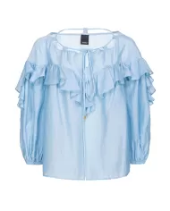 Blusa donna PINKO blu placido con maxi volant | PINKO
