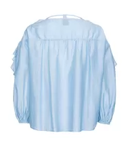 Blusa donna PINKO blu placido con maxi volant | PINKO
