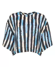Blusa Donna PINKO nero/burr/azzurro a mantellina righe | PINKO