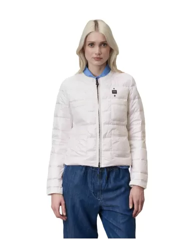 Piumino donna bianco ottico con fettuccia plissettata | BLAUER