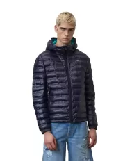 Piumino uomo blu con cappuccio e interno in contrasto | BLAUER Piumino uomo blu con cappuccio e interno in contrasto | BLAUER