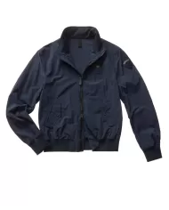 Bomber uomo blu con girocollo alto, bordi a costine e logo | BLAUER Bomber uomo blu con girocollo alto, bordi a costine e logo | BLAUER