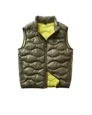 Gilet Uomo verde siepe trapuntato ad onde con colletto alto | BLAUER Gilet Uomo verde siepe trapuntato ad onde con colletto alto | BLAUER