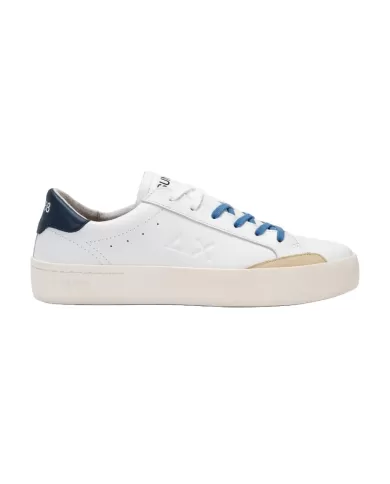 Sneakers uomo stile skater in pelle bianca e blue navy | SUN68
