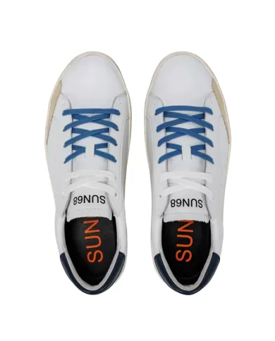 Sneakers uomo stile skater in pelle bianca e blue navy | SUN68