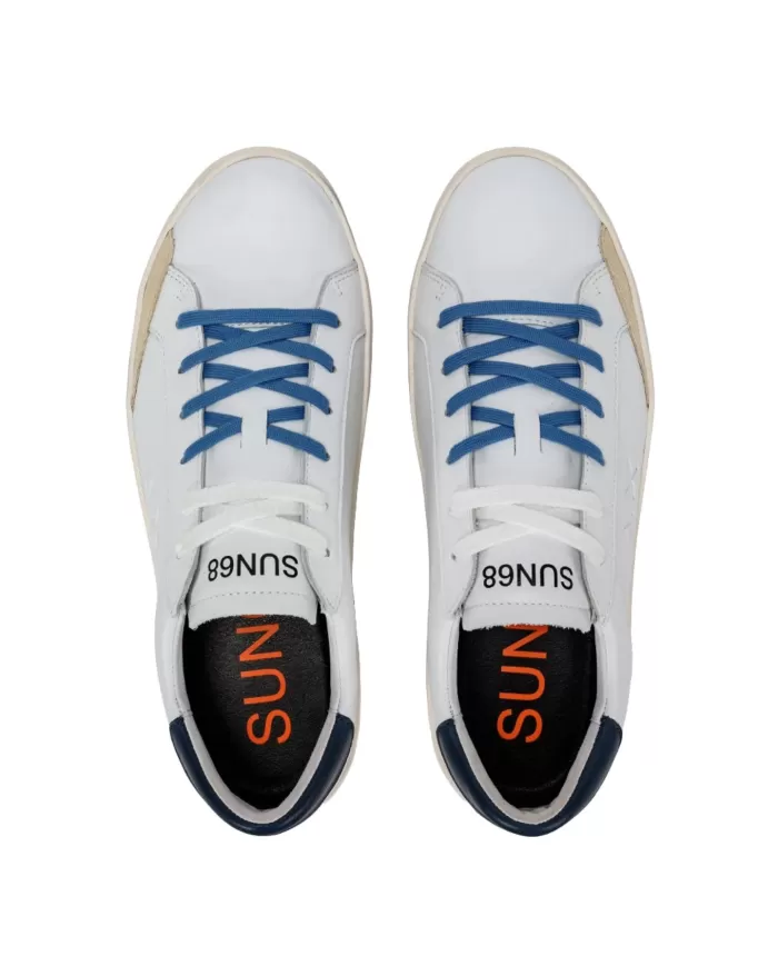 Sneakers uomo stile skater in pelle bianca e blue navy | SUN68 Sneakers uomo stile skater in pelle bianca e blue navy | SUN68