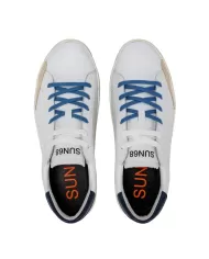 Sneakers uomo stile skater in pelle bianca e blue navy | SUN68 Sneakers uomo stile skater in pelle bianca e blue navy | SUN68