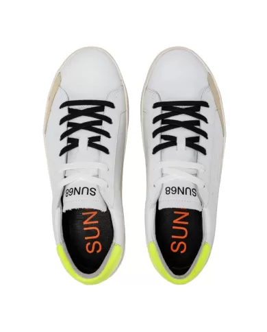 Sneakers Uomo stile skater in pelle bianca e gialla | SUN68