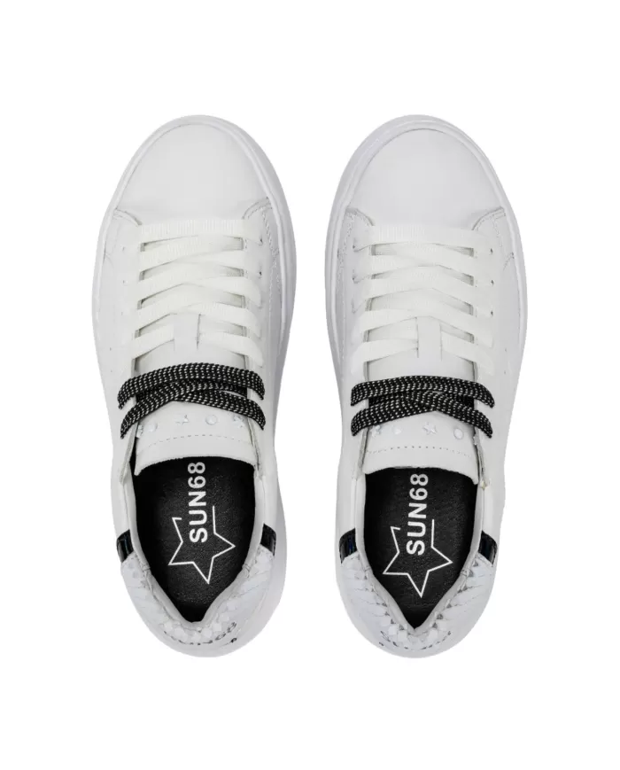 Sneakers donna in pelle bianca con logo laterale | SUN68 Sneakers donna in pelle bianca con logo laterale | SUN68