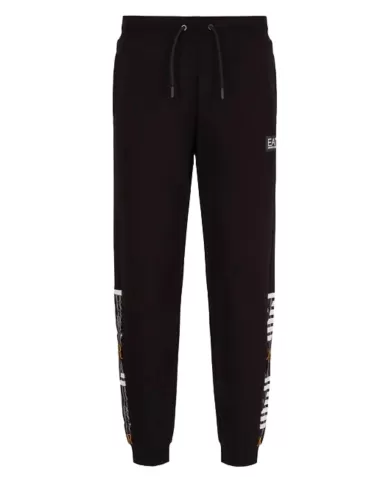 Pantaloni Jogger uomo nera in cotone con logo e stampe | EA7 Pantaloni Jogger uomo nera in cotone con logo e stampe | EA7