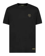 T-Shirt uomo nera in misto viscosa con patch olografica e loghi | EA7 T-Shirt uomo nera in misto viscosa con patch olografica e loghi | EA7
