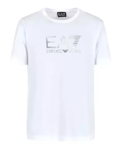 T-Shirt uomo bianca con logo argentato su petto | EA7 T-Shirt uomo bianca con logo argentato su petto | EA7