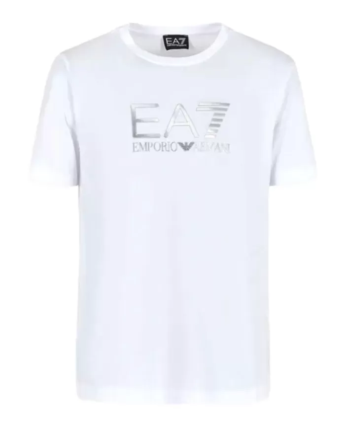 T-Shirt uomo bianca con logo argentato su petto | EA7 T-Shirt uomo bianca con logo argentato su petto | EA7