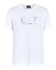 T-Shirt uomo bianca con logo argentato su petto | EA7