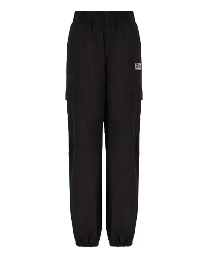 Pantaloni cargo donna neri boxy over in nylon con logo | EA7 Pantaloni cargo donna neri boxy over in nylon con logo | EA7