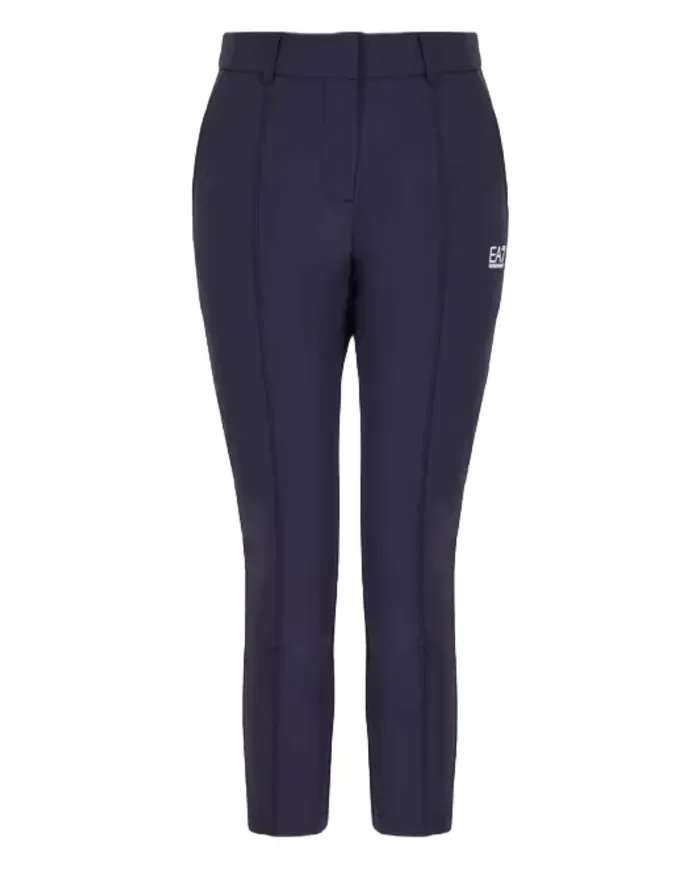 Pantaloni donna navy blu in nylon stretch e logo a contrasto | EA7 Pantaloni donna navy blu in nylon stretch e logo a contrasto | EA7
