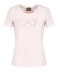 T-Shirt donna mauve chalk con logo strass su petto | EA7 T-Shirt donna mauve chalk con logo strass su petto | EA7